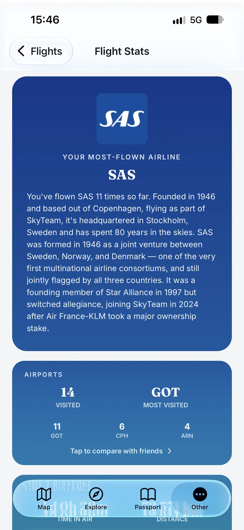 Flight statistics in Atlas
